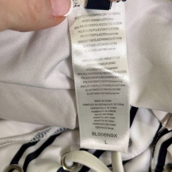 Nautica Blue White Striped Lace Front One-Piece Swimsuit - Picture 7 of 7